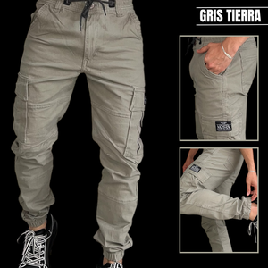 Jogger en drill licrado tipo cargo👖