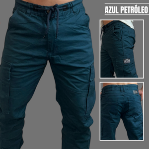Jogger en drill licrado tipo cargo👖